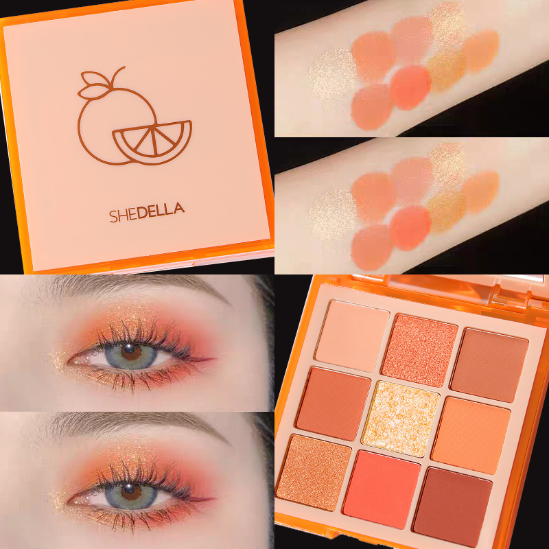 Yiwu Wholesale Price Beauty Products Rouge Nine Color Glitter Makeup Matte Orange Earth Color Palette Eyeshadow
