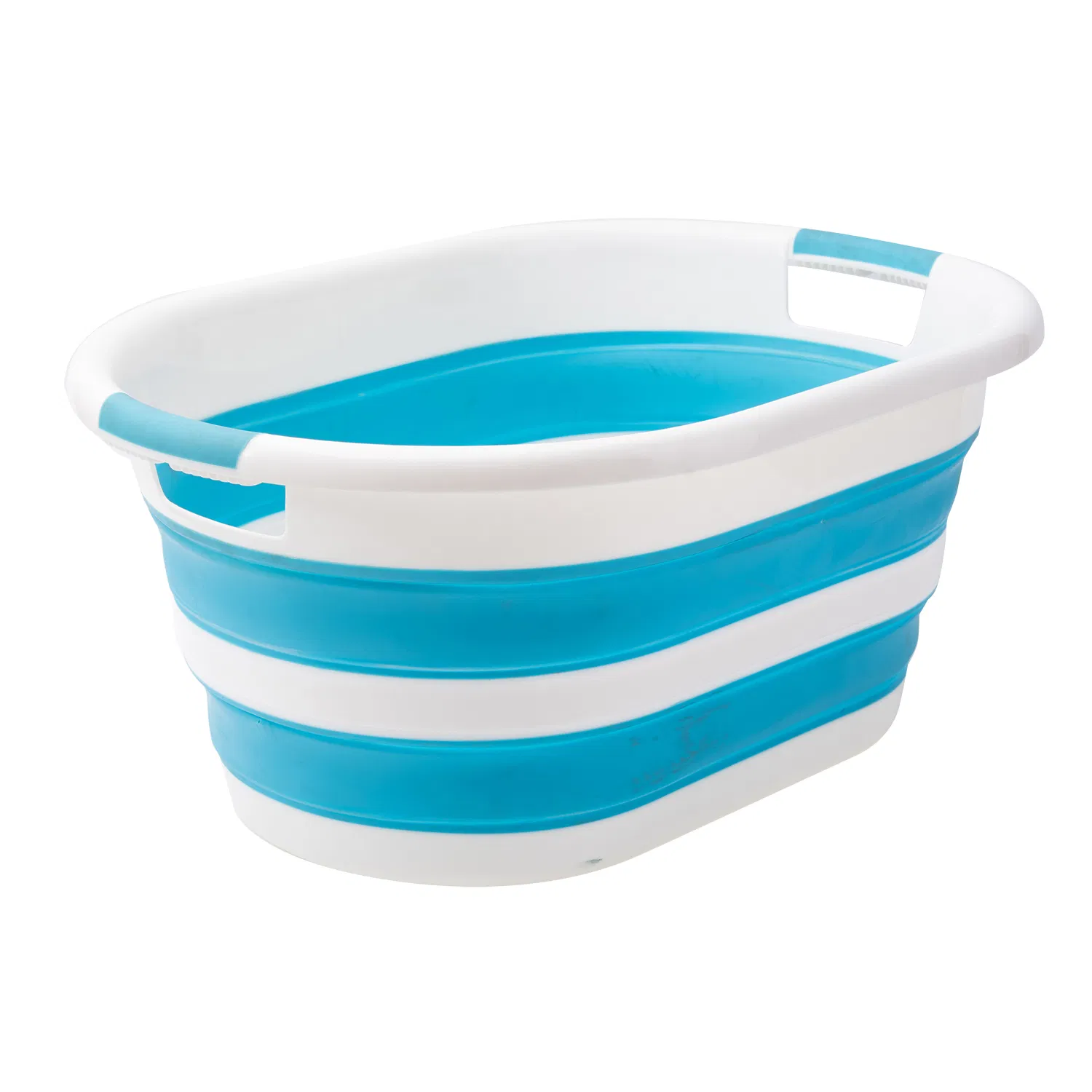 Blue Collapsible Laundry Basket, Non Slip Grip Handles Minimalist Space Saving Design