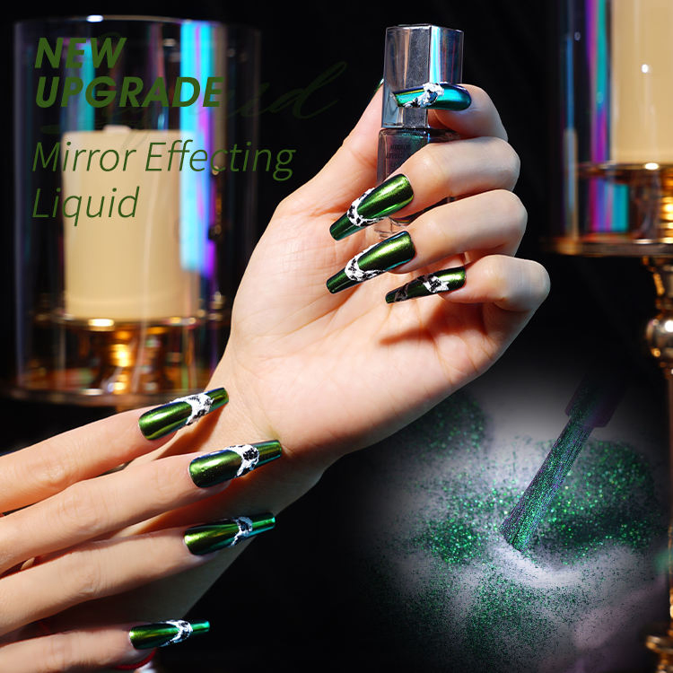 Colored Mirror Effecting Liquid New Arrivals 10ml Aurora Pearl Metallic Mirror Nail Polish No Dust Magic Liquid Chrome Nails