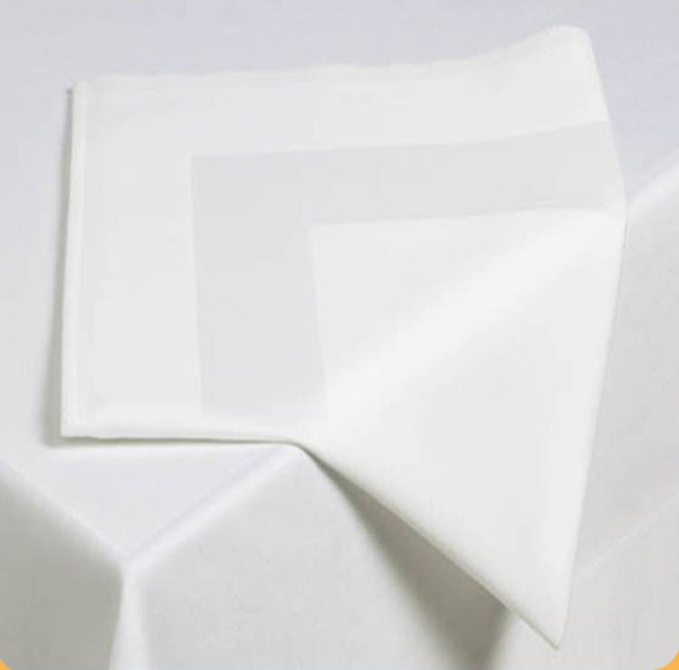Durable Plain Dyed Hotel Restaurant Tables Linen Restaurant Customized Size Satin Band Napkin Cloth White 100%Cotton Woven OEM Fabric