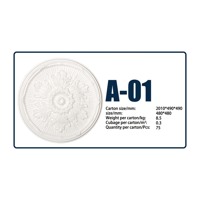 Polystyrene White Rosette Designs EPS Foam Carved Ceiling Rose Medallion for Home Decoration
