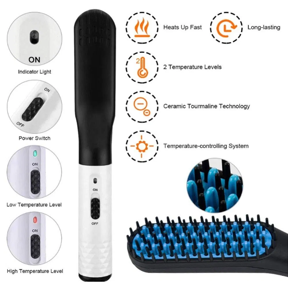 Cross-Border New Mini Men's Electric Beard Styling Comb Men's Beard Straightener Beard Straightening Comb Amazon