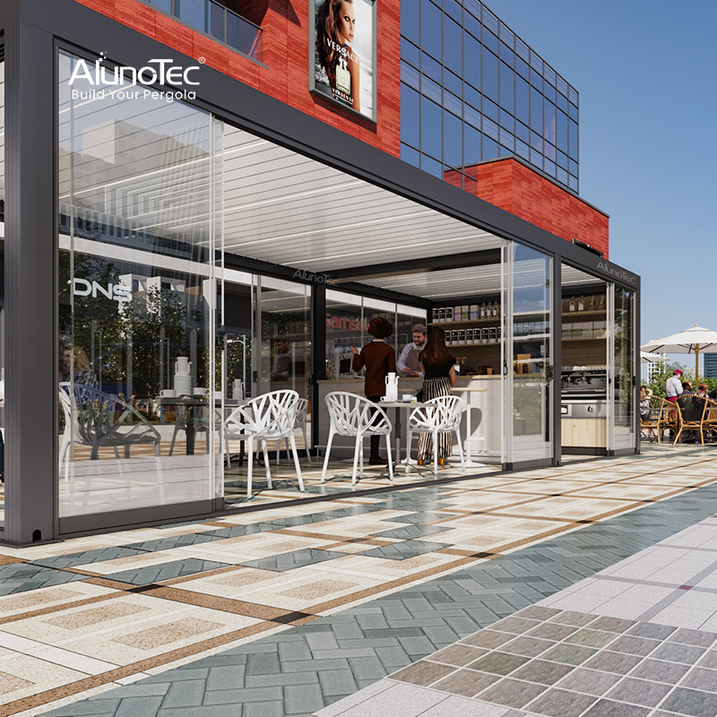 Беседка алюминиевая биоклиматическая автоматическая крыша жалюзи