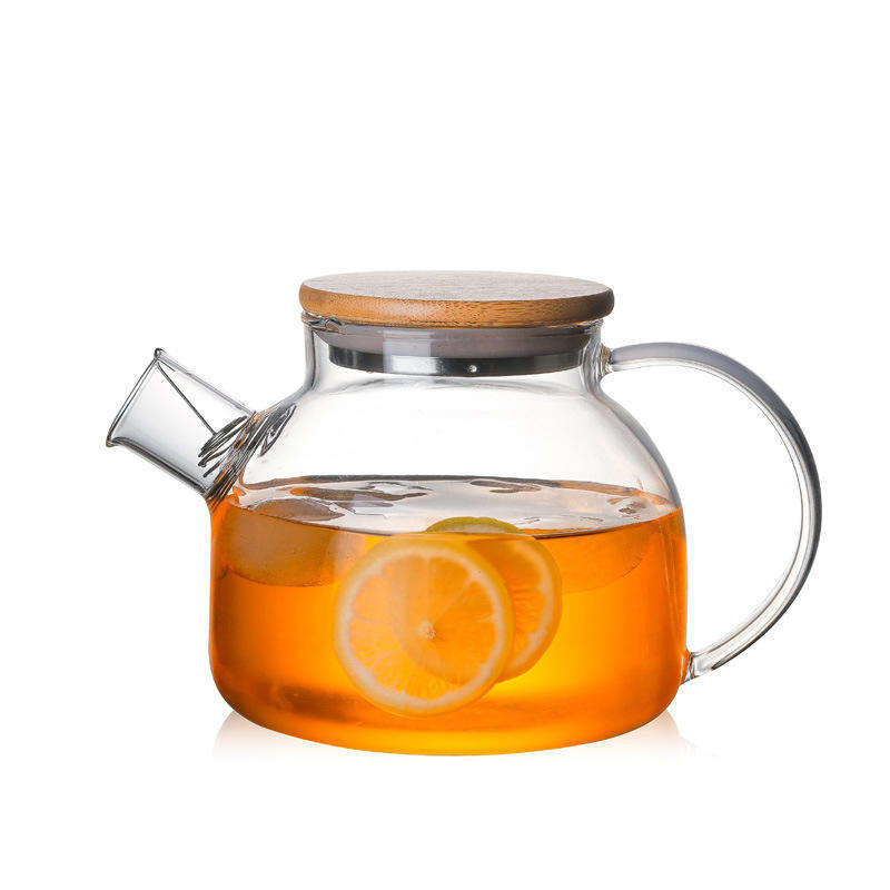 Hot Selling 1000ml 1800ml Glass Teapot with Bamboo Lid