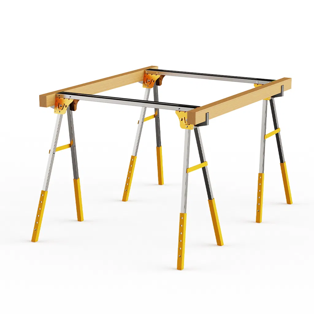 Factory Price Saw Horses 2 Pack Folding, Heavy Duty Sawhorse with Non-Slip Work Table Portable Sawhorses Bench