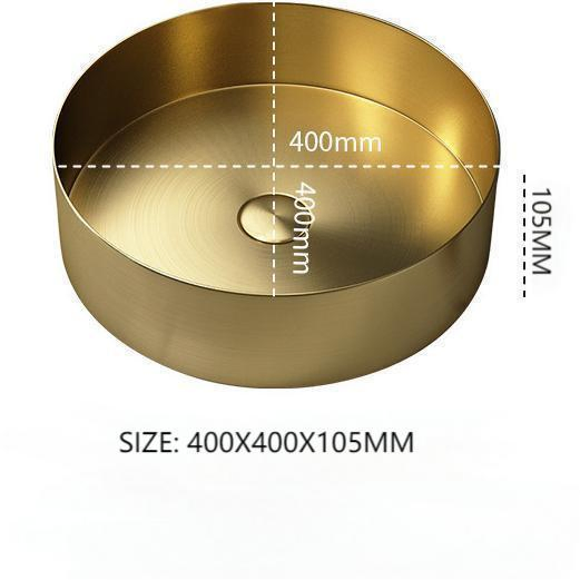 Stainless Steel Round Wash Bathroom Basin Sink Nano Gold Surface Treatment Hotel Design Sink