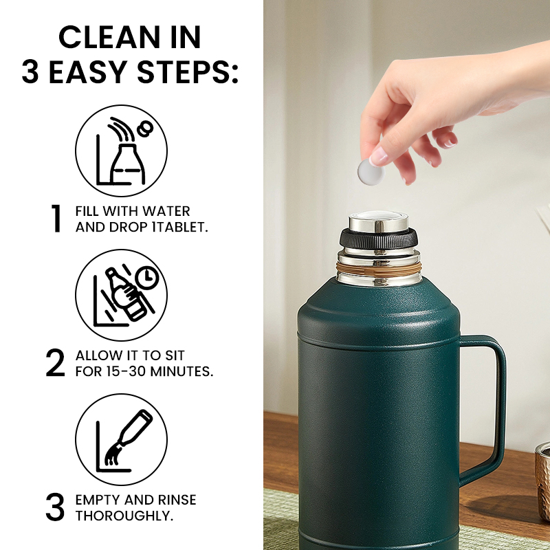 Green Formula Water Bottle Cleaning Tabs Non-Toxic Fast Dissolving for Reusable Cups