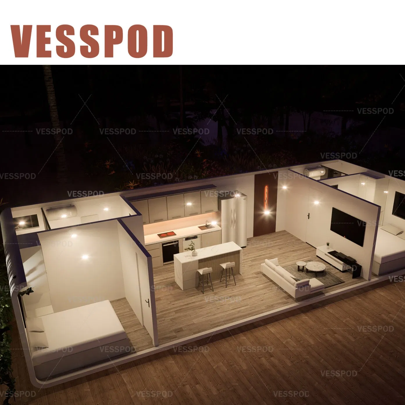 2023 Volferdaa Vesspod Design Prefab House 2 Story Apple Cabin Prefab House 3 Bedroom 2 Bathroom 1 Kitchen Modular Container Vu115 Apple House Capsule House
