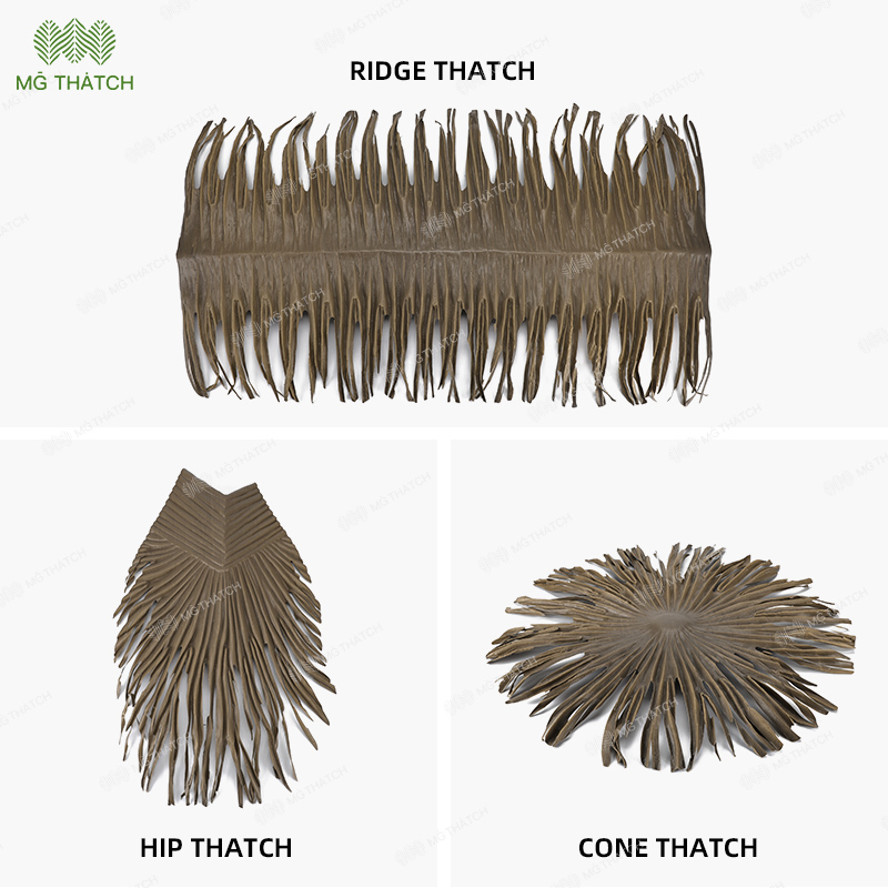 Recyclable Plastic Artificial Thatch Panels Waterproof Synthetic Palm Leaves Thatch Cheap Price