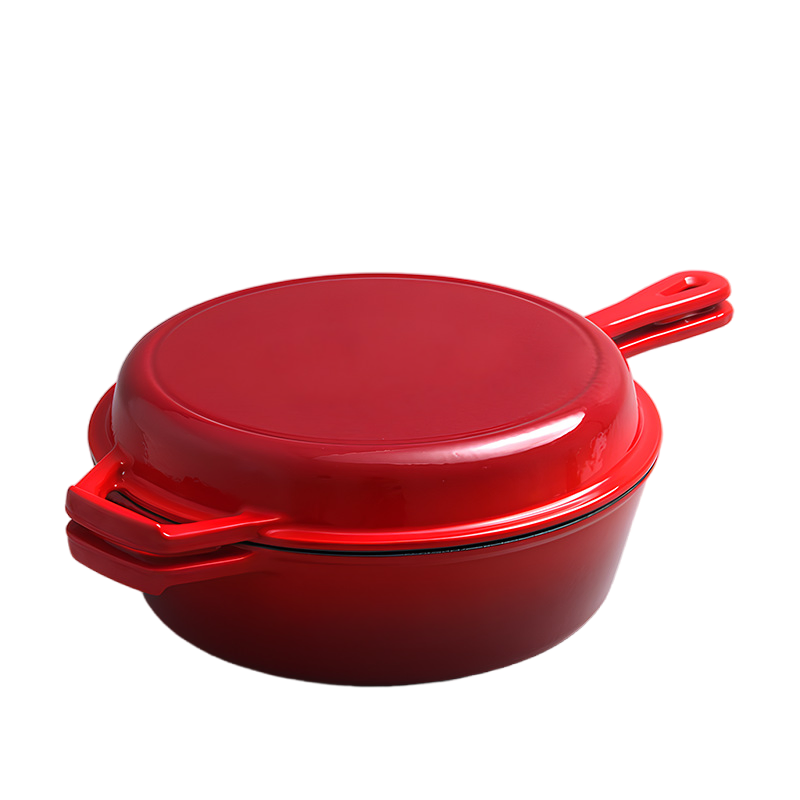 Dual Handles Enameled Cast Iron Dutch Oven for Baking Bread Cooking