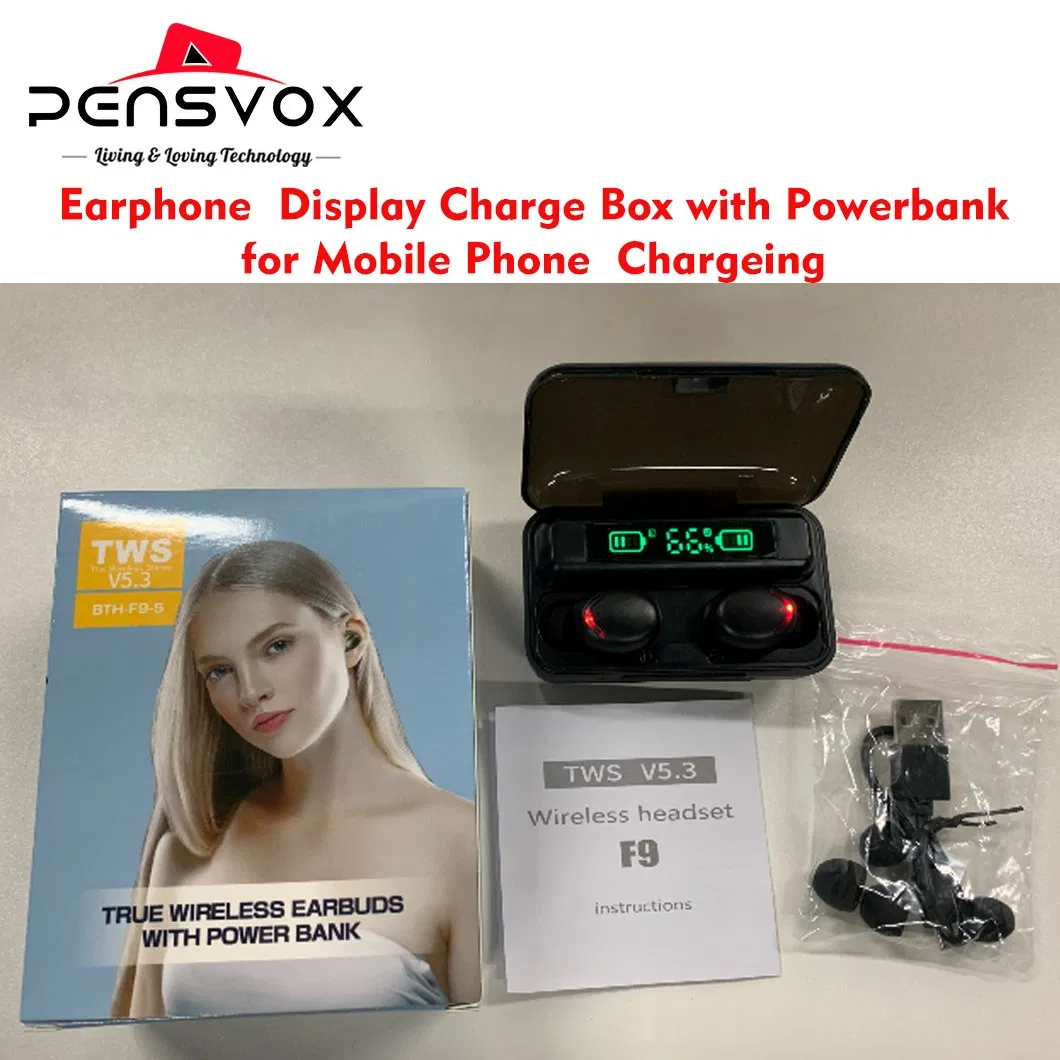 Selection Buy in-Ear Wireless Earphone with Display Charge Box Powerbank for Mobile Phone LED Display