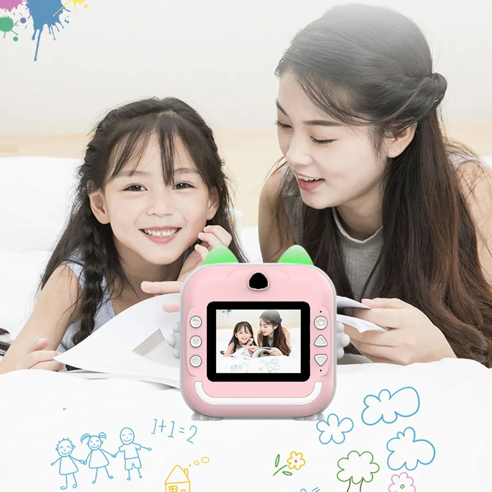 Q5 Portable HD Single-Lens Instant Camera Children Error Printer Camera with 32g Memory Card + Card Reader - Pink
