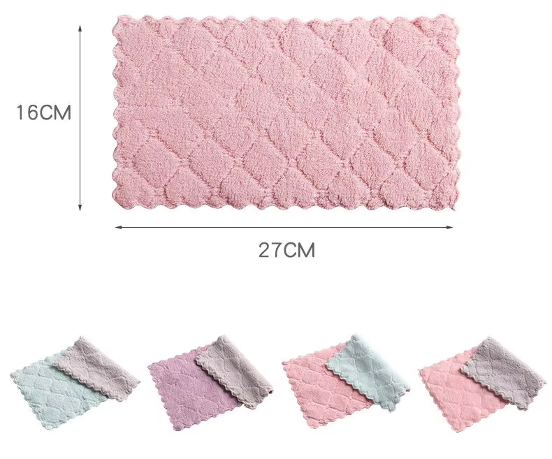 Absorbent Coral Fleece Microfiber Kitchen Dish Cloths Reusable Dish Cloth Towels