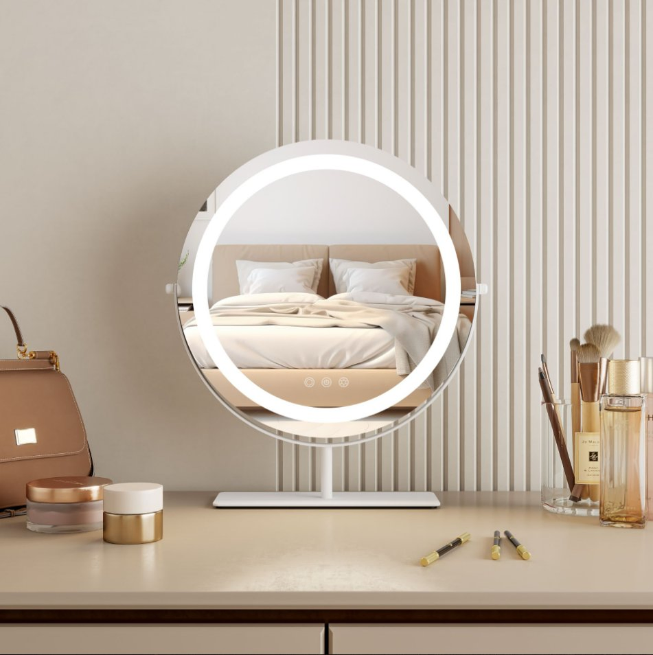 Big Size Desktop Touch Screen LED Table Round Makeup Mirror Vanity Mirror with Lights