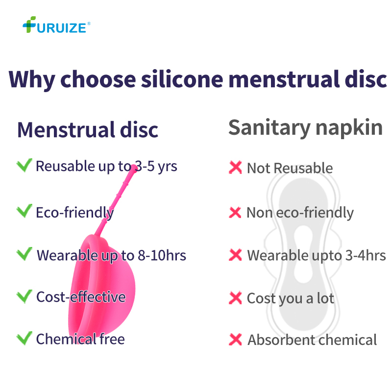 High Quality 100% Medical Grade Silicone Period Disc From Furuize Factory Women Menstrual Disc
