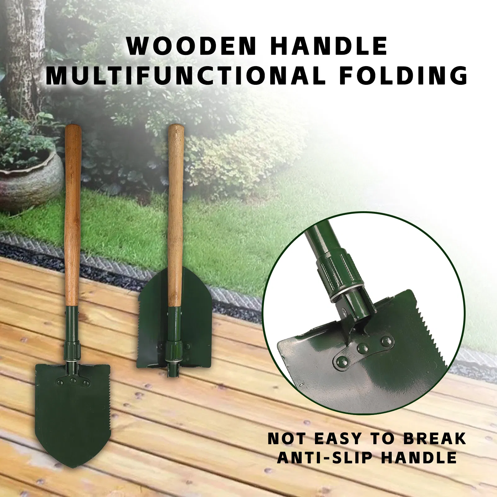 Tool Hardwood Handle Shovel Folding Camping Shovel for Hiking Gardening