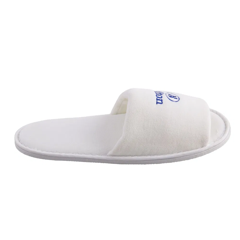 Wholesale Guest Slippers White Velour Hotel Slipper