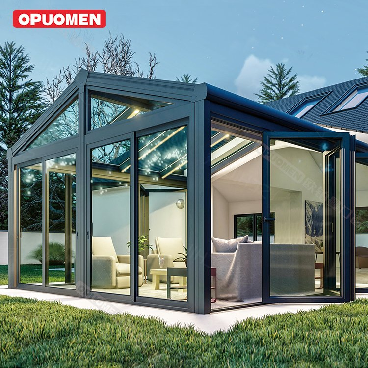 Customized Winter Garden Laminated Tempered Glass Free Standing Housed Gable Sunroom