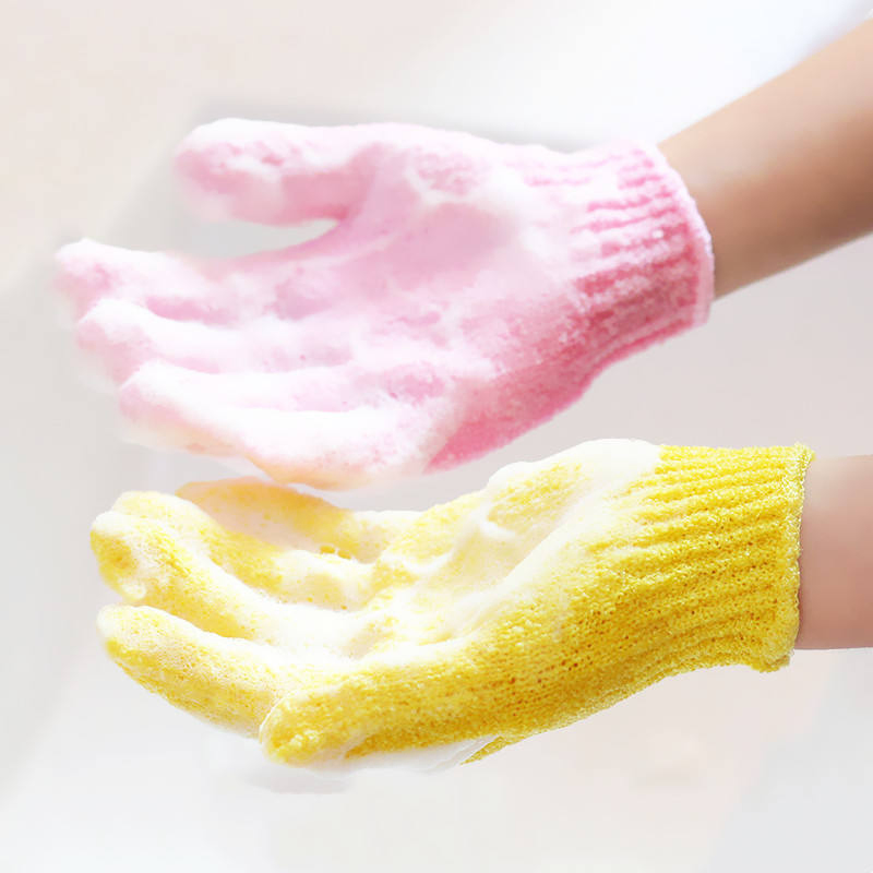 Guangzhou Supplier Custom-Free Nylon Bathing Gloves Shower Exfoliator Exfoliating Bath Gloves