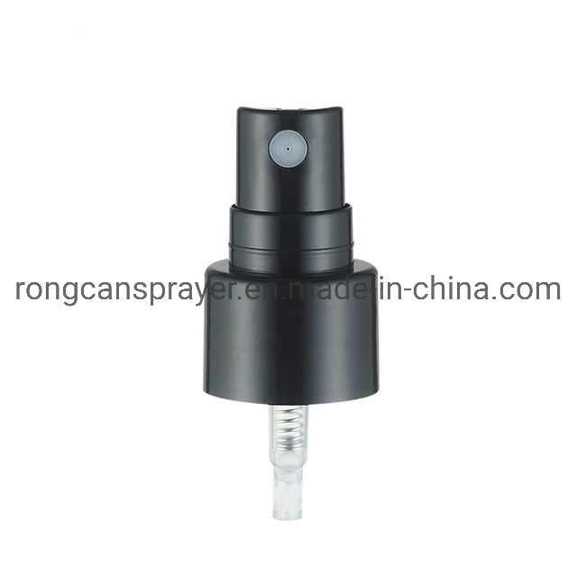 Factory Price 18mm Black Tamper Evident Atomiser Spray Pump with Clear Cover Cap, Plastic Fine Mist Spray with Anti-Theft Ring