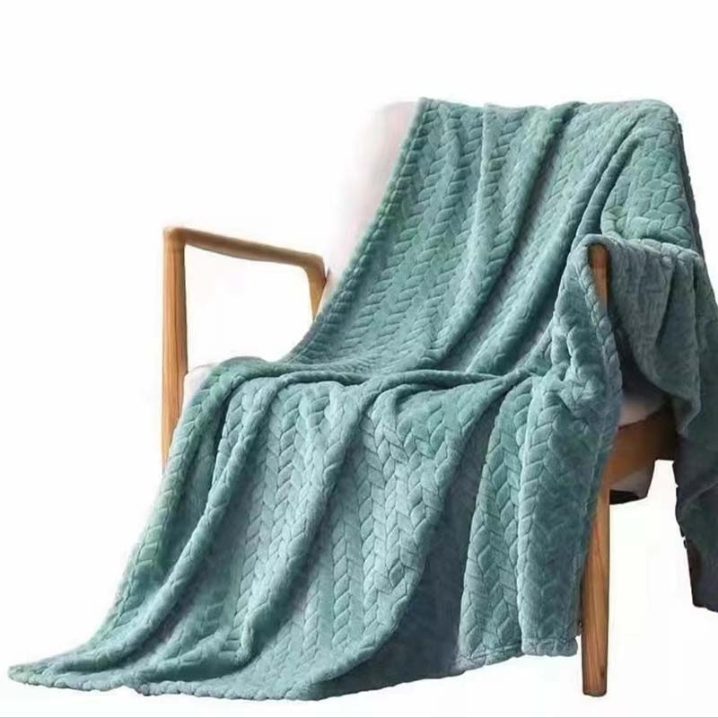 Polyester Luxury Fancy Warmly Embossing Flannel Fleece Fake Fur Blanket of Throw