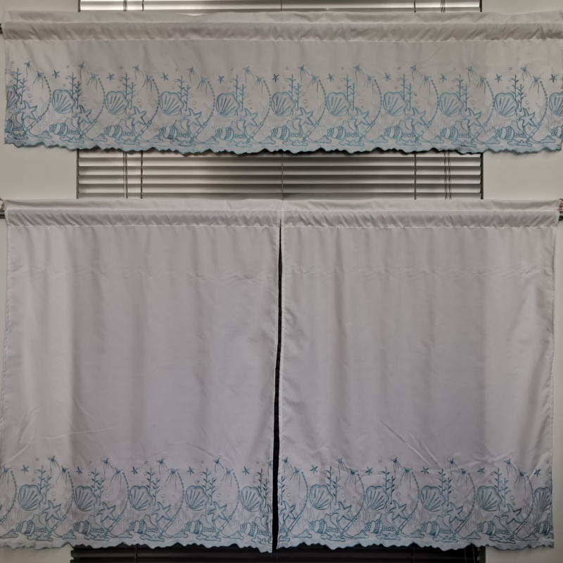 3 Pieces Digital - Printed Polyester Microfiber Swag Kitchen Curtain Valance and Tier Panels Set