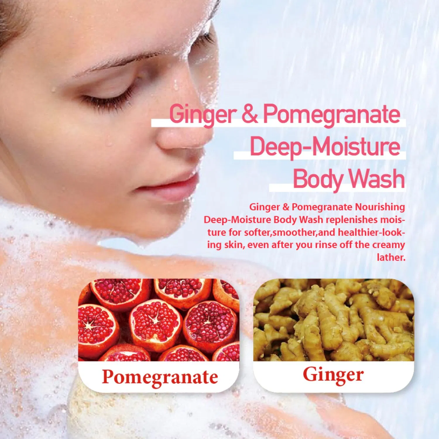 Justk Ginger & Pomegranate Nourishing Deep-Moisture Body Wash Shower Gel