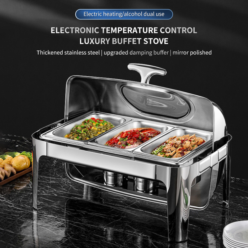 Hot Sale Stainless Steel Electric Alcohol Food Warmer Buffet Chafing Kitchenware Set