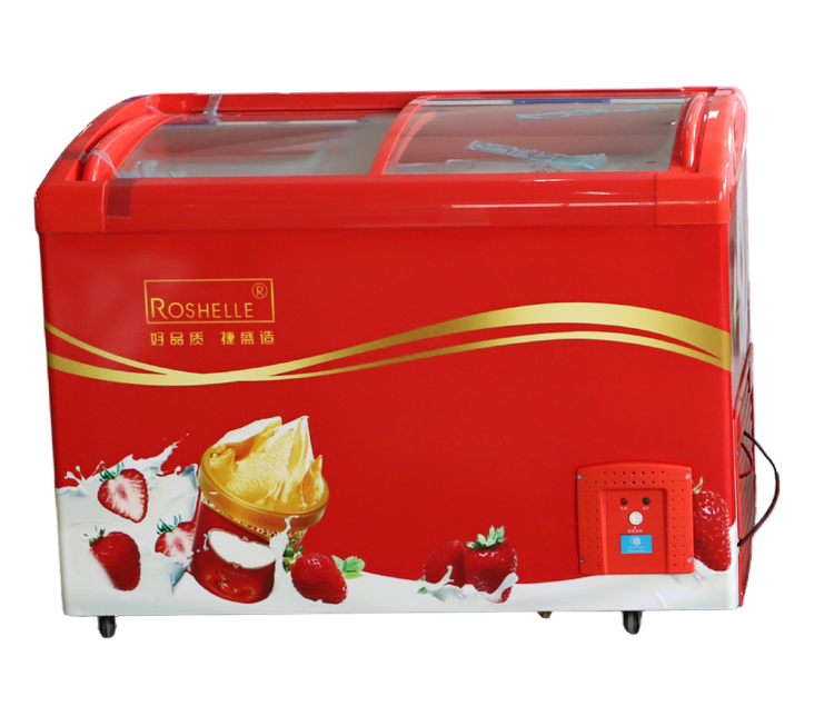 Purswave Sdsc-268y Sliding Glass Doors Solar DC Freezer 12V24V Battery Powered Deep Freezer Car Freezer Boat Freezer