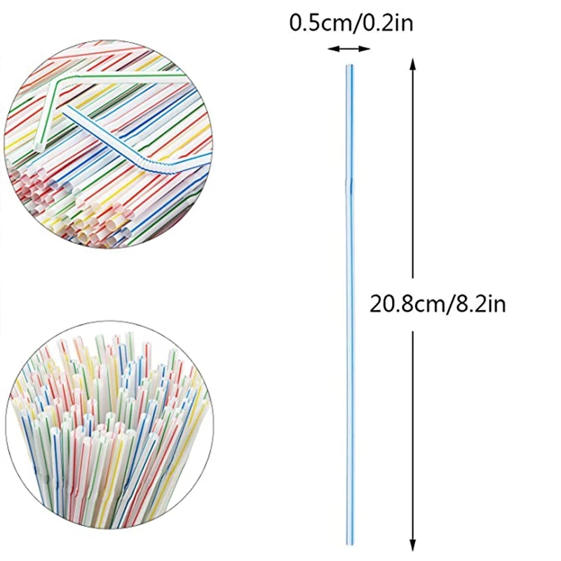 Disposable Plastic Straws for Kitchenware Bar Party Event Alike Supplies Striped Cocktail Drinking Straws