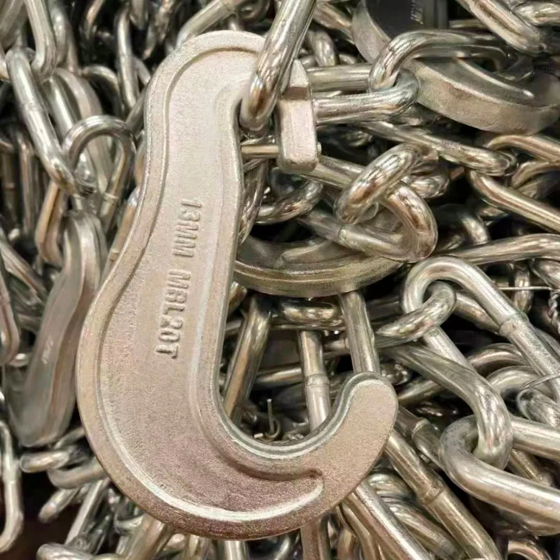 Roro G80 13mm*80mm Alloy/Carbon Steel Heat Treatment Powder Coated Lashing Chain for Cargo/Container