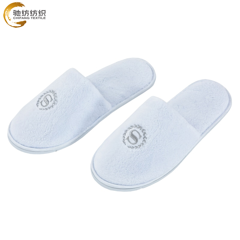 White Velvet 7mm EVA Sole Disposable Slippers Are Soft, Comfortable, and Non-Slip Suitable for Hotel SPA Resorts