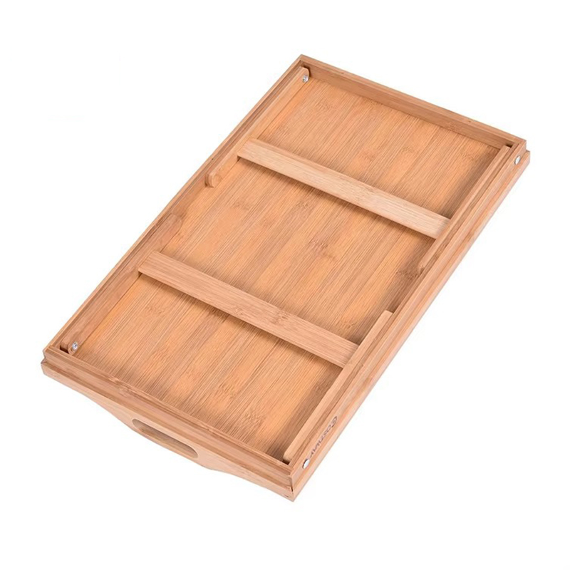 Portable Bamboo Food Breakfast Snack Bed Table Serving Tray with Folding Legs