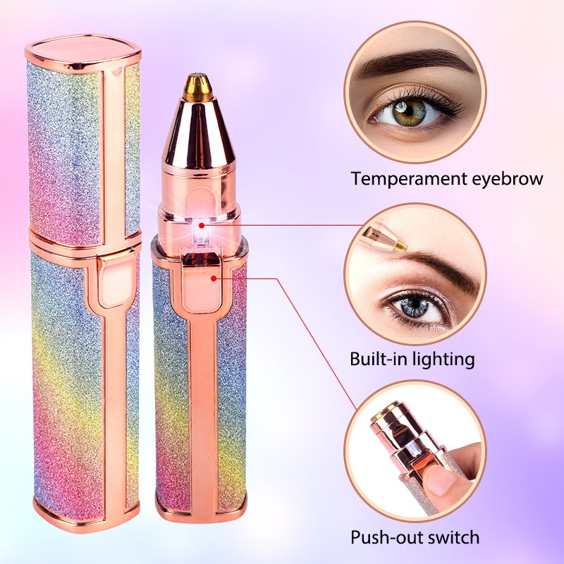 Hadiyah Beauty 2 in 1 Electric Eyebrow Trimmer Colorful Eye Brow Razor Facial Hair Remover