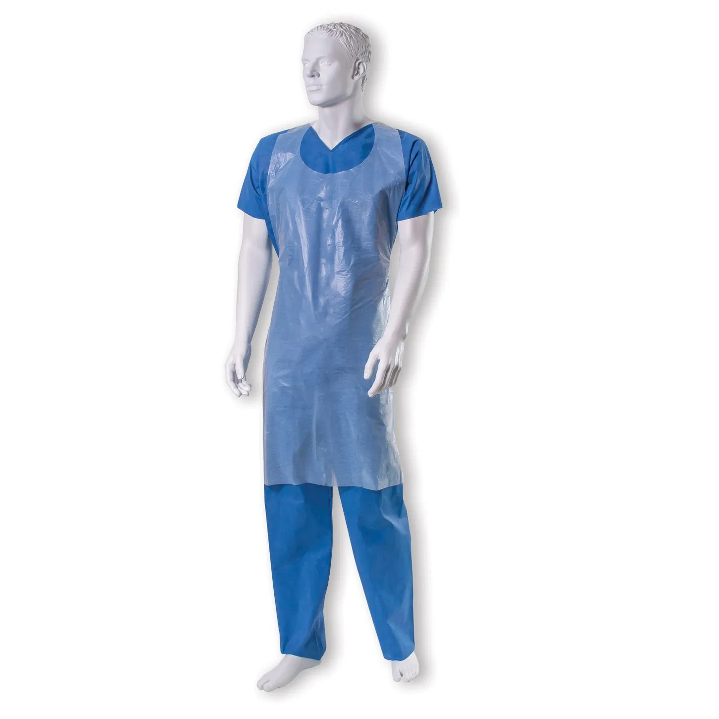 Medmount Medical Disposable Non-Toxic Odorless Sleeveless White Blue Green Clothes Cover PE Plastic Apron