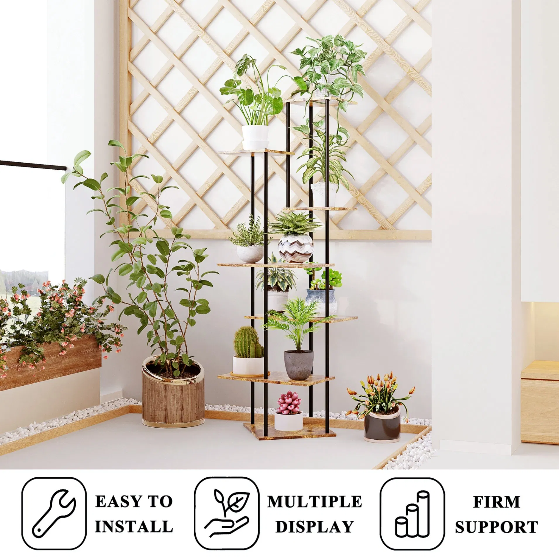 Rustproof Sturdy and Stable Easy to Install Multi-Layer Plant Shelf