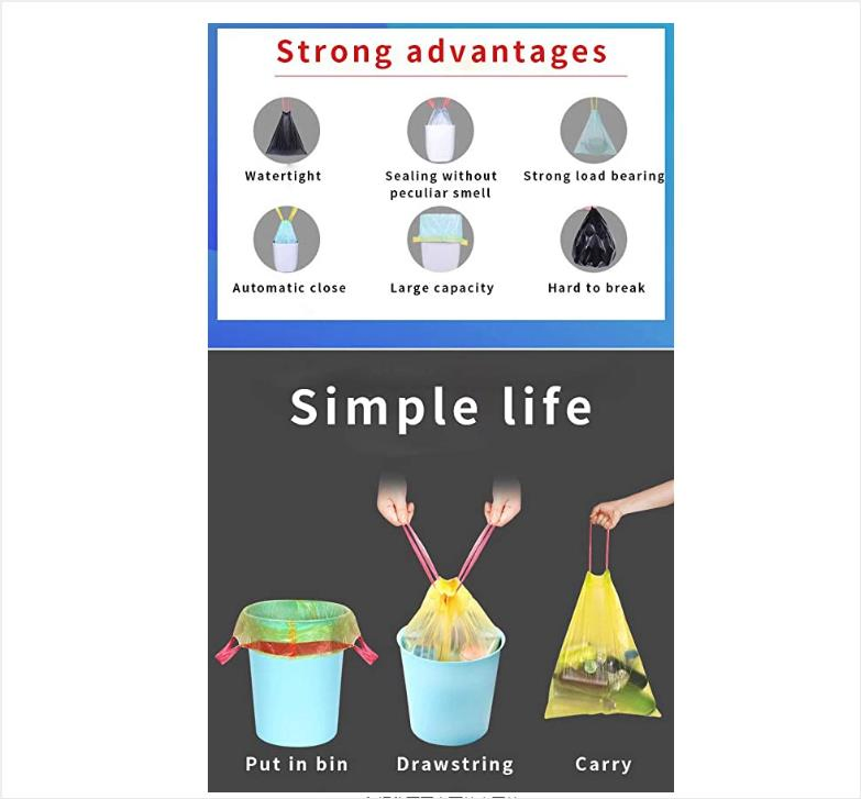High Quality Waterproof Plastic Drawstring Garbage Bags