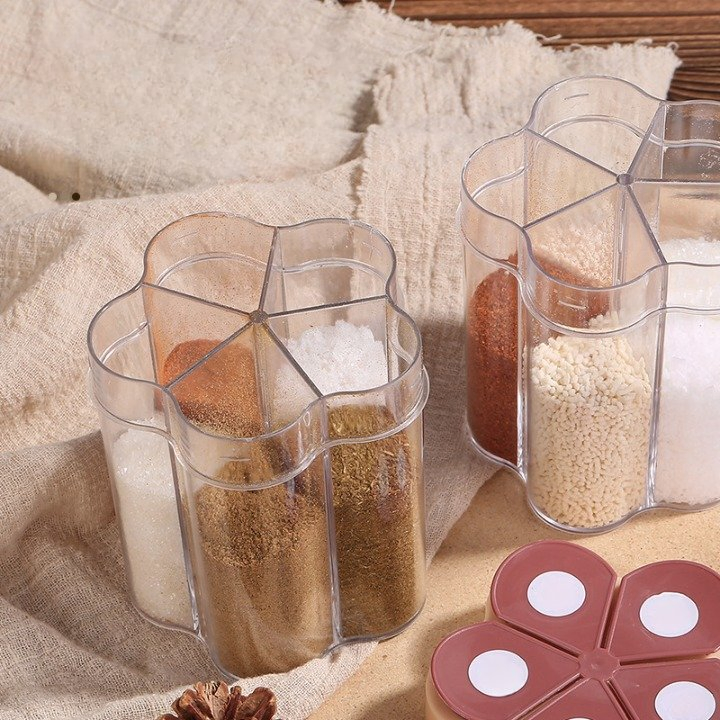 Multi Functional Household Salt Sealed Moisture-Proof Integrated Five Grid Kitchenware Set