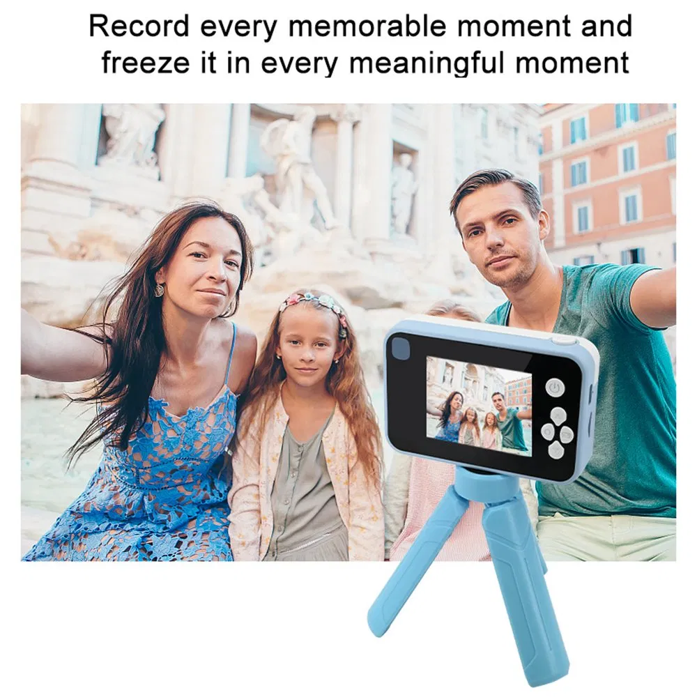 AC10 HD Dual Lens 2.4 Inch IPS Screen Kids Camera with Tripod, No Memory Card - Blue