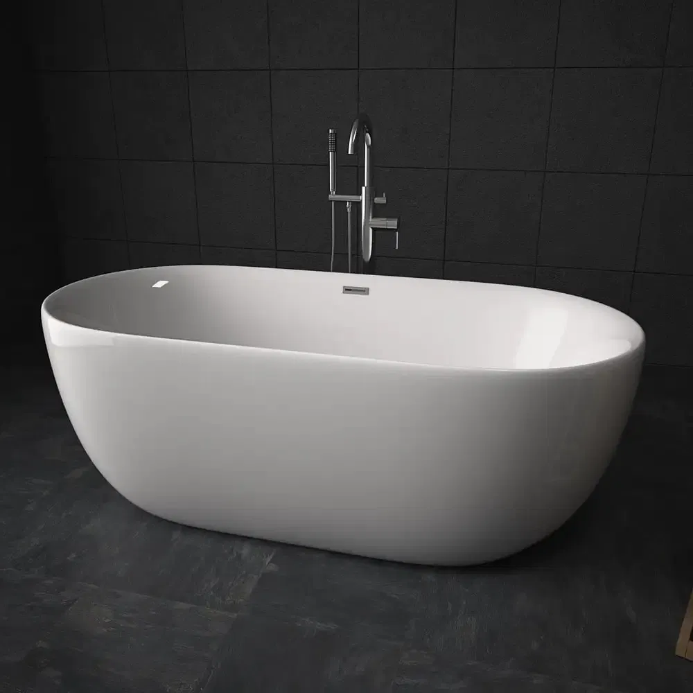 Freestanding Bathtub Bath Tub - Classic White Finish & Standard Size for Easy Matching