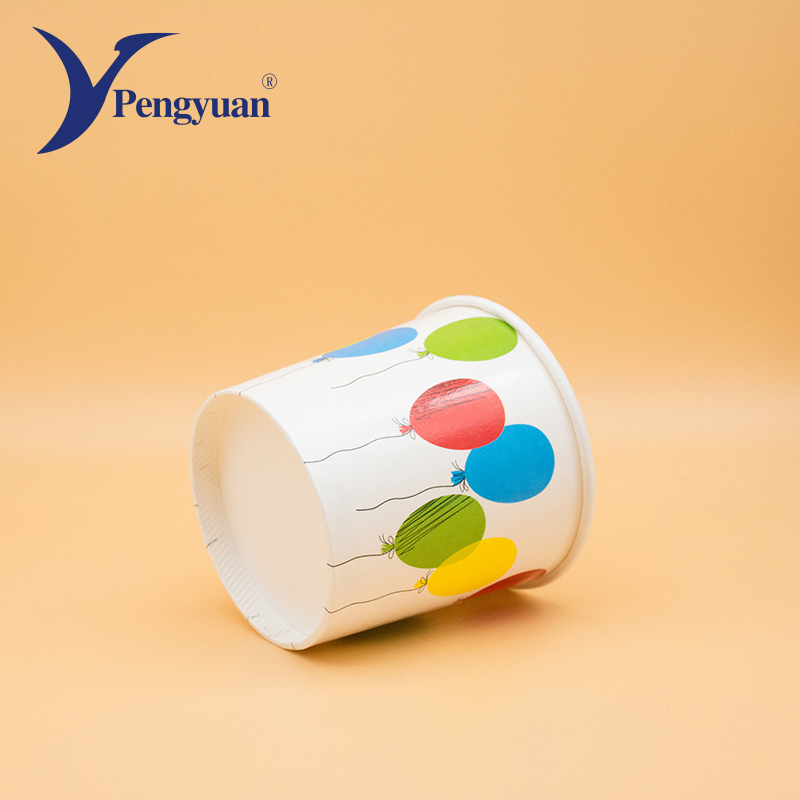 Custom Disposable Logo Printed Ice Cream Cup Frozen Yogurt Paper Cup with Lid