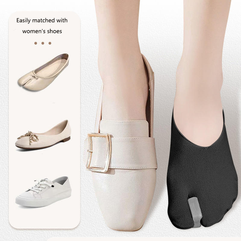 Women's Invisible Two-Toe Boat Design with Wear-Resistant Fabric Bunion Corrector Socks