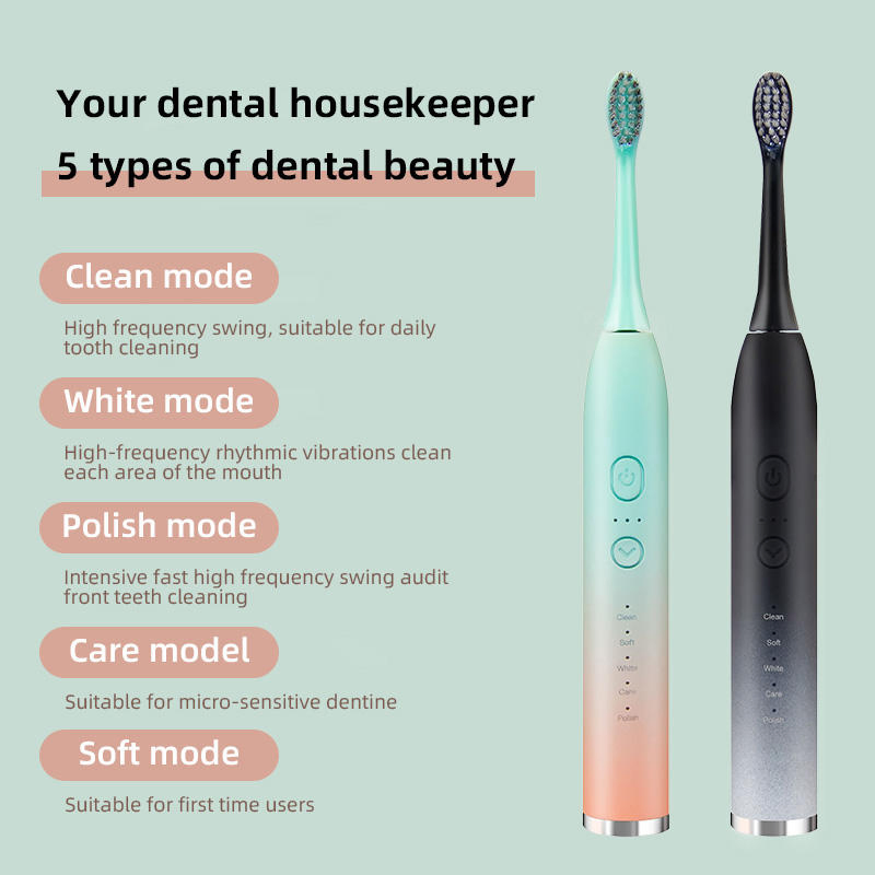 Soft Bristles USB Charging 5 Modes Waterproof Microwave Electric Toothbrush for Couple Adult