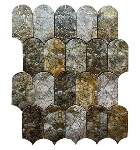Elegant Feather Shape Aluminum Metal Mosaic Tiles Fish Scale Style for Luxury Interior Wall Decor Kitchen Backsplash Bathroom Tiles
