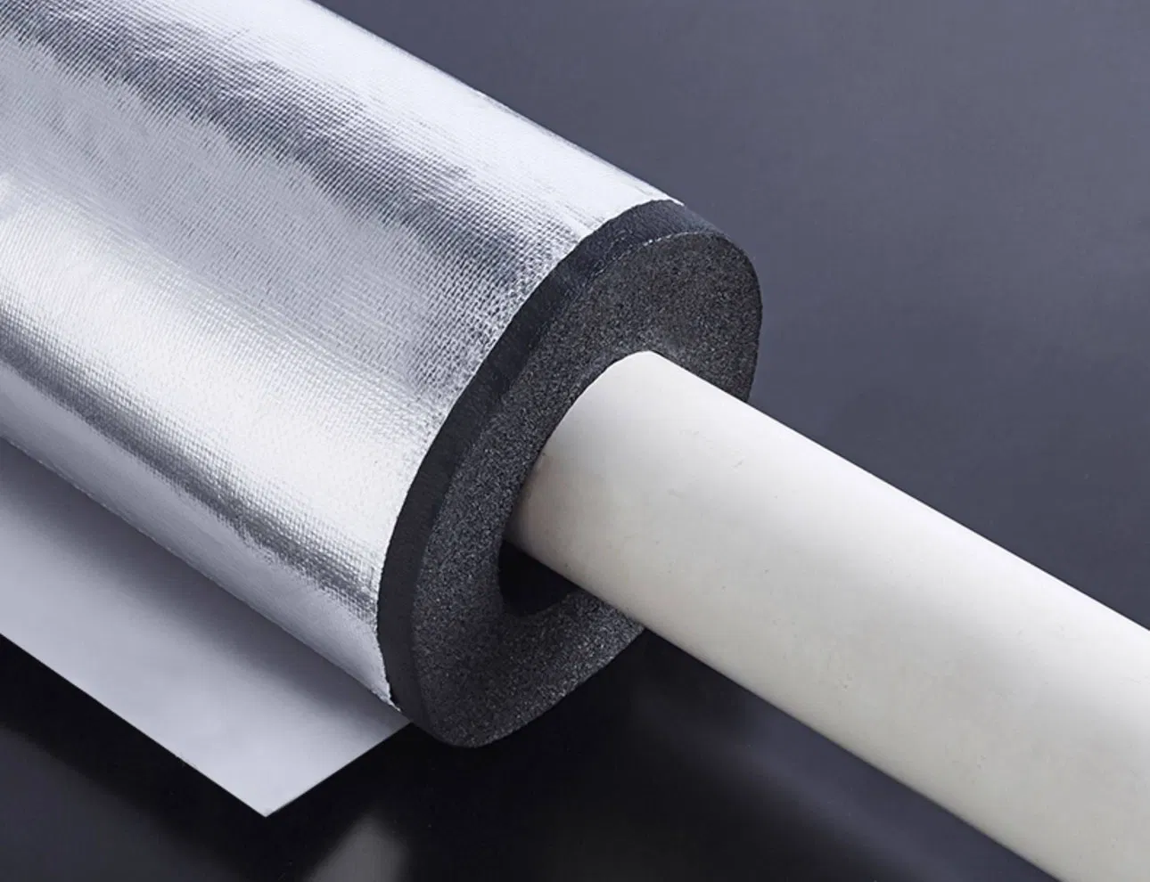 Aluminium Foil Faced Rubber Flexible Soft Insulation Black Rubber Foam Tube Thermal Insulation Foam Pipe
