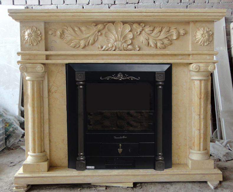Modern Indoor Decoration French Style Home Use White Natural Stone Surround Marble Fireplace Mantel for Sales
