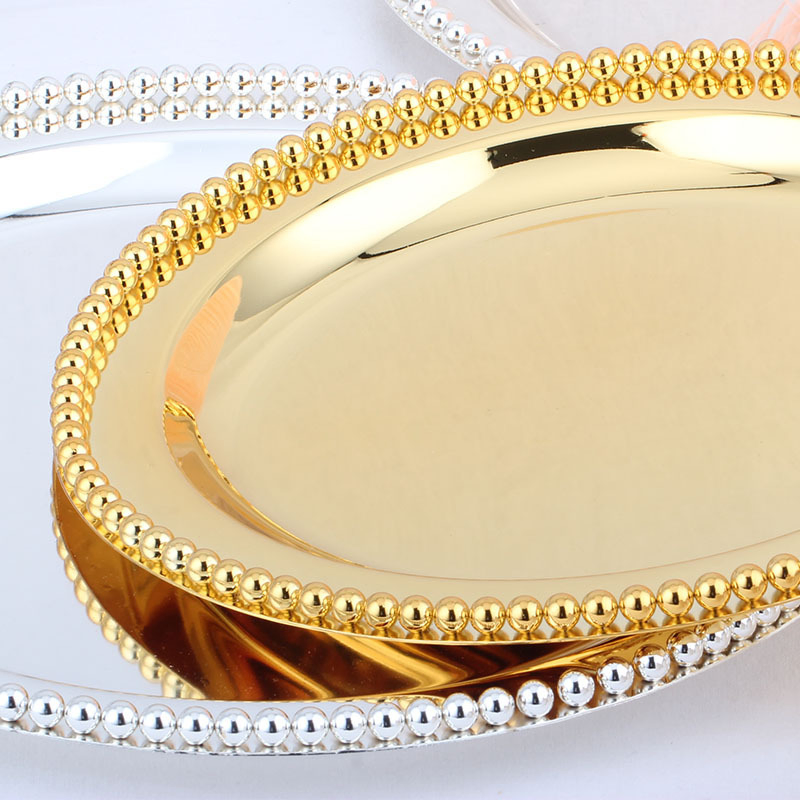 Wedding Metal Gold or Silver Plated Beaded Charger Plate for Party Banquet