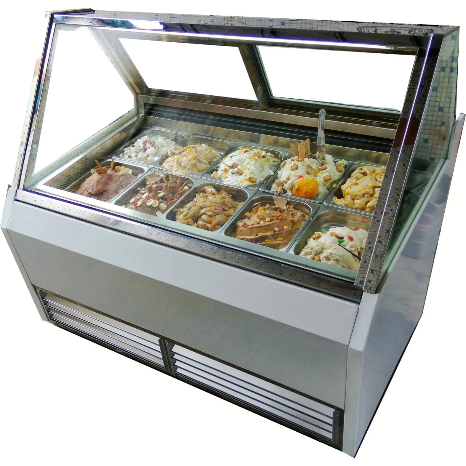 Hard Ice Cream Display Cabinet/ Glass Showcase