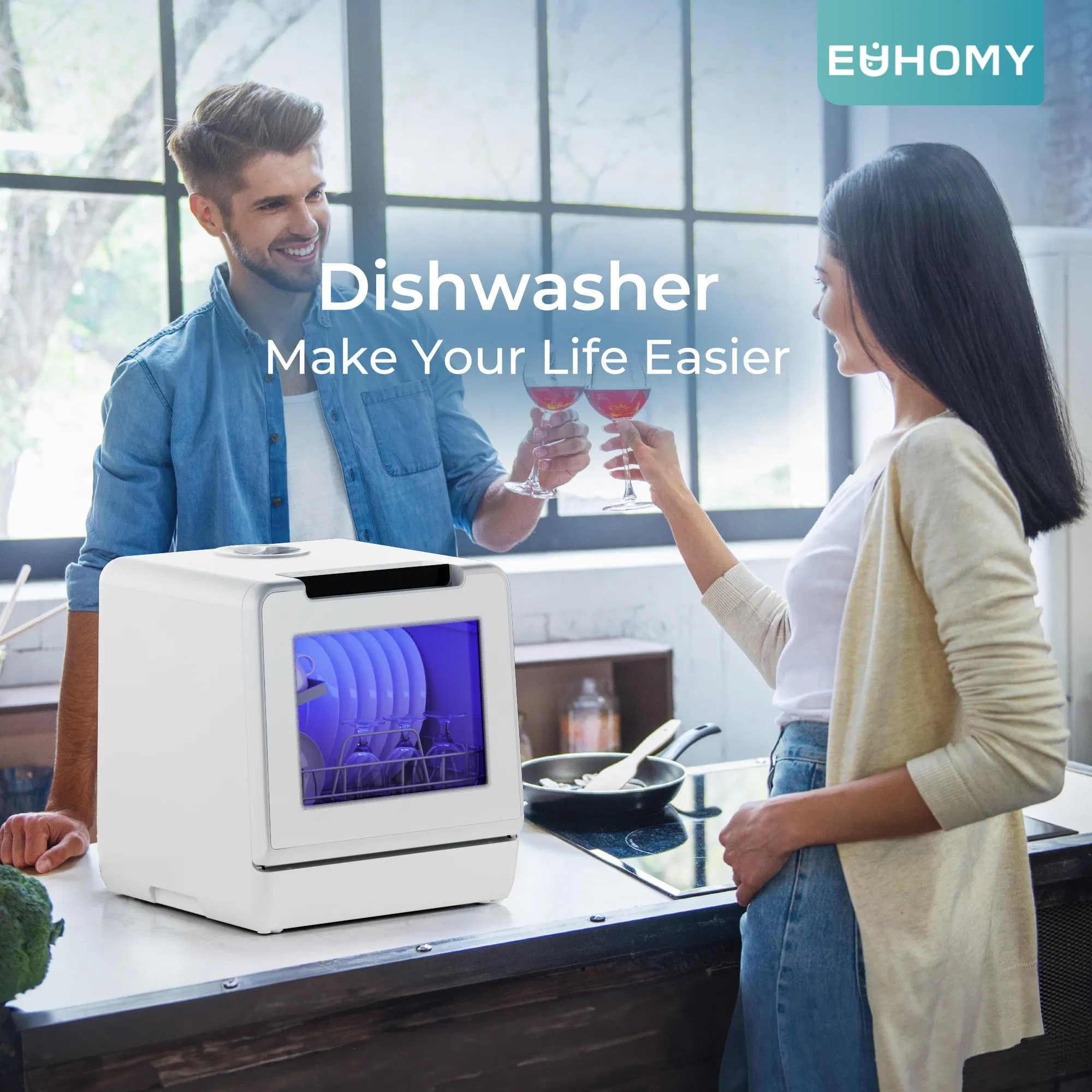 Countertop Dishwasher with Efficient Water Tank for Easy Setup
