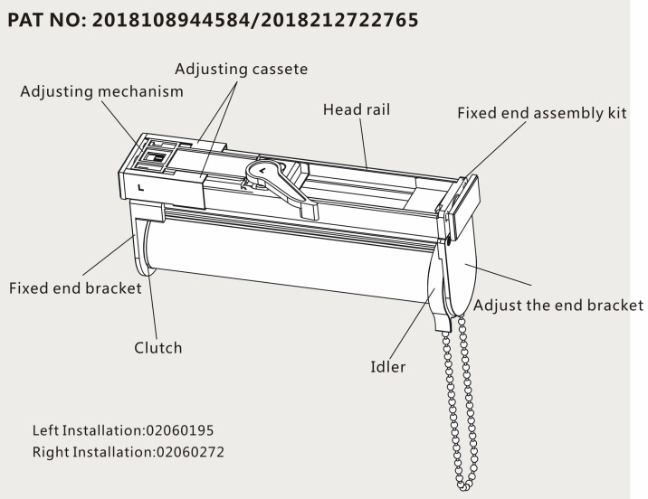 No Screw Installation Roller Blinds System Zebra